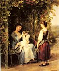 Baby Paintings - Tickling the Baby by Fritz Zuber-Buhler